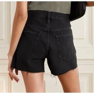 FRAME Denim Black Grayridge Le Simone Fringe Raw Hem Jean Shorts Size 27
